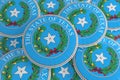 US State Buttons: Pile of Texas Seal Badges 3d illustration Royalty Free Stock Photo