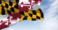 The US state flag of Maryland waving in the wind Royalty Free Stock Photo