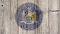 US State New York Seal Wooden Fence