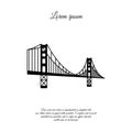 US symbol - Golden Gate Bridge. Vector landmark isolated over the white background. San Francisco, United States of America. Side Royalty Free Stock Photo