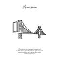 US symbol - Golden Gate Bridge. Vector landmark isolated over the white background. San Francisco, United States of America. Side Royalty Free Stock Photo