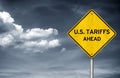 US Tariffs ahead - road sign illustration