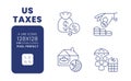 US taxes linear desktop icons set Royalty Free Stock Photo