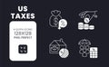 US taxes white solid desktop icons set