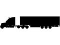 US truck, US lorry with semi trailer. LKW, TIR Truck with trailer detailed vector illustration realistic silhouette