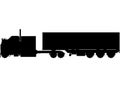 US truck, US lorry with semi trailer. LKW, TIR Truck with trailer detailed vector illustration realistic silhouette Royalty Free Stock Photo