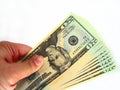 US Twenty Dollar Bills & Hand Royalty Free Stock Photo