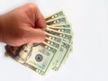 US Twenty Dollar Bills & Hand Royalty Free Stock Photo