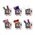 Among us vending machine cartoon character bring the flags of various countries