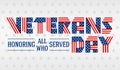 US Veterans Day greeting card. Vector illustration. Royalty Free Stock Photo