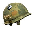 US Vietnam War Helmet - Peace Button Royalty Free Stock Photo