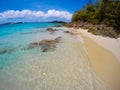 US Virgin Islands, USA Ã¢â¬â 2019. Tourists on honeymoon Beach in St John - US Virgin Islands Royalty Free Stock Photo