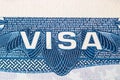 US visa on passport, fragment of the US visa applied on passport Royalty Free Stock Photo