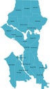 Seattle map with Districts in vector