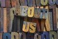 About Us Wooden typeset