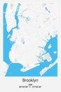 Brooklyn, NY, US, USA, Unated States scalable vector map in blue, white, gray colors Royalty Free Stock Photo