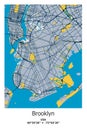 Brooklyn, NY, US, USA, Unated States scalable vector map in blue, yellow, gtay, black colors Royalty Free Stock Photo