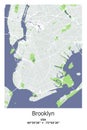 Brooklyn, NY, US, USA, Unated States scalable vector map in bley, green, gray, white colors Royalty Free Stock Photo