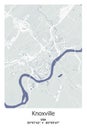 Knoxville, TN, US, USA, Unated States scalable vector map in bley, green, gray, white colors Royalty Free Stock Photo