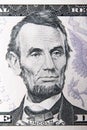 USA, Abraham Lincoln portrait on the 5 dollars banknote, vintage Royalty Free Stock Photo