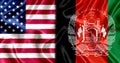 USA and Afghanistan flag silk