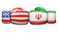 USA Against Iranian Boxing Glove, America Vs. Iran International Conflict Or Rivalry 3d Rendering