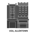 Usa, Allentown, travel landmark vector illustration