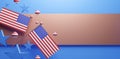 America flag with 4th july day concept, 3d rendering illustration, american day celebration, empty blank space banner ads, Indepen