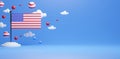 america flag with 4th july day concept, 3d rendering illustration, american day celebration, empty blank space banner ads, Indepen