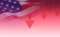 USA. America stock market crisis red price arrow down chart fall