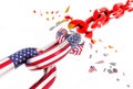 Usa america turkey crisis flag chain break crash war isolated - 3d rendering