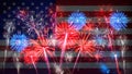 USA america united states new year or Independence Day celebration holiday background greeting card - Blue red white firework on Royalty Free Stock Photo