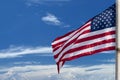 Usa American flag stars and stripes on the blue sky background Royalty Free Stock Photo