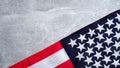 USA American flag on stone table. Banner mockup for US Memorial day, Presidents day, Veterans day, Labor day, or 4th of July Royalty Free Stock Photo