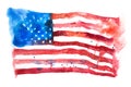 USA, american flag. United States of America. Hand drawn watercolor illustration.