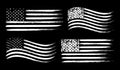 USA American grunge flag set, white isolated on black background, vector illustration. Royalty Free Stock Photo