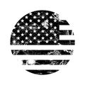 USA American grunge rubber stamp with USA flag, black isolated on white background,  illustration. Royalty Free Stock Photo