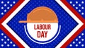 Usa or american labour day banner with worker helmet