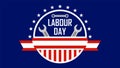 Usa or american labour day banner with wrench and ribbon