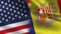 Usa and Andorra Realistic Half Flags Together