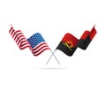 USA and Angola flags. Vector illustration.