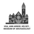 Usa, Ann Arbor, Kelsey , Museum Of Archaeology travel landmark vector illustration