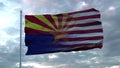 USA and Arizona Mixed Flag waving in wind. Arizona and USA flag on flagpole. 3d rendering Royalty Free Stock Photo