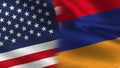 Usa and Armania Realistic Half Flags Together Royalty Free Stock Photo