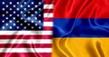 USA and Armenia flag silk