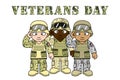 USA army soldiers. Greeting card for Veterans Day , Memorial Day, Independence Day . America celebration