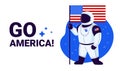 USA astronaut ready to launch to space, United States flag and text Go America - vector illustration banner celebrate USA space Royalty Free Stock Photo