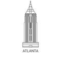 Usa, Atlanta travel landmark vector illustration