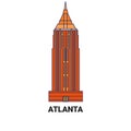 Usa, Atlanta travel landmark vector illustration