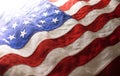 USA background of waving American flag. For 4th of July, Memorial Day, Veteran`s Day, or other patriotic celebration Royalty Free Stock Photo